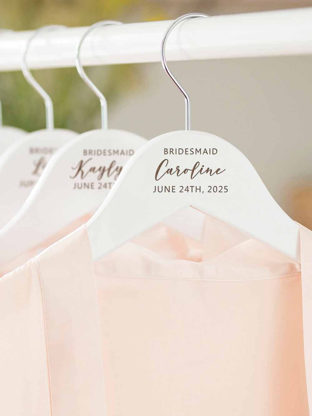 White Hanger, Title & Name & Date Bridesmaid Hangers White Hanger, Title & Name & Date Bridesmaid Hangers