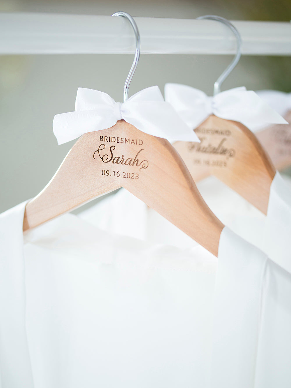 Natural Hanger, Title & Name & Date – Bridesmaid Hangers