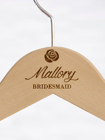 Natural Hanger, Name & Date with Rose