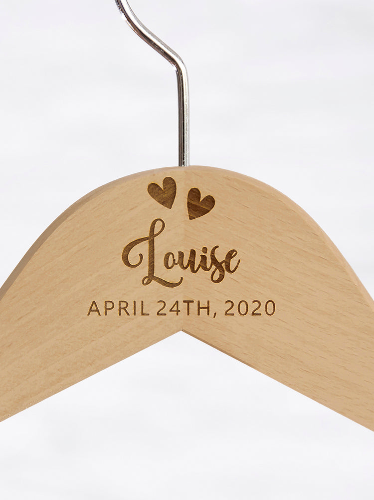 Natural Hanger, Name & Title with Two Hearts
