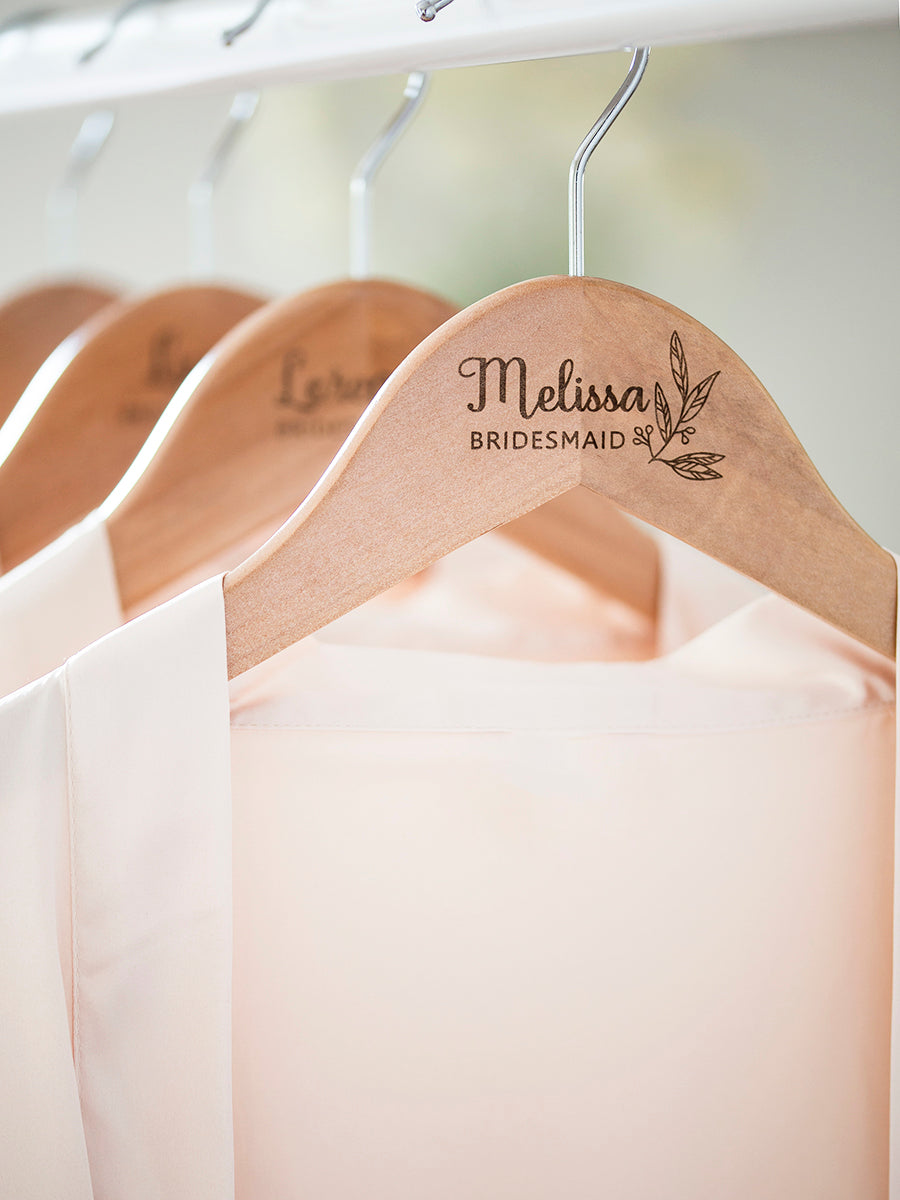 Natural Hanger, Simple Leaves – Bridesmaid Hangers