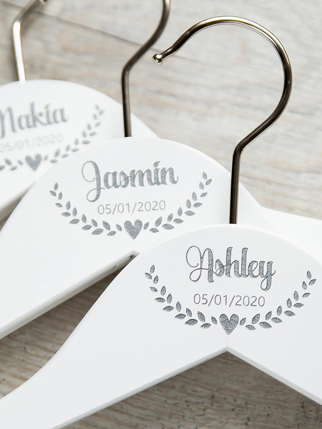 White Hanger, Name with Heart Ornament