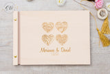 Wedding Guest Book, Four Hearts