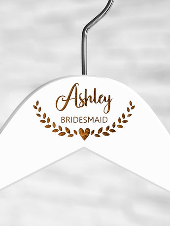 White Hanger, Name with Heart Ornament