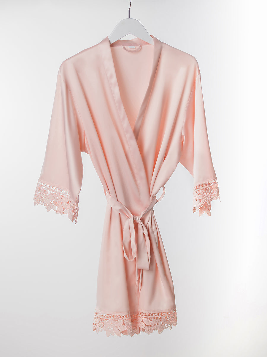 Blush Satin Lace Robe
