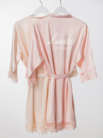 Blush Satin Lace Robe